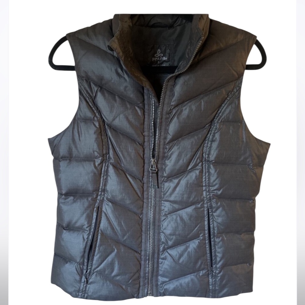 PrAna Dark Grayβ Puffer Quilted Zip Vest Down Hike Camp Winter Outdoor size S